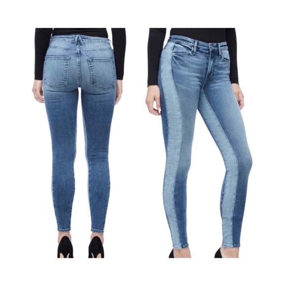 Good American Denim - Good American Good Waist Two-Toned High Rise Skinny Jeans, Size 2/26